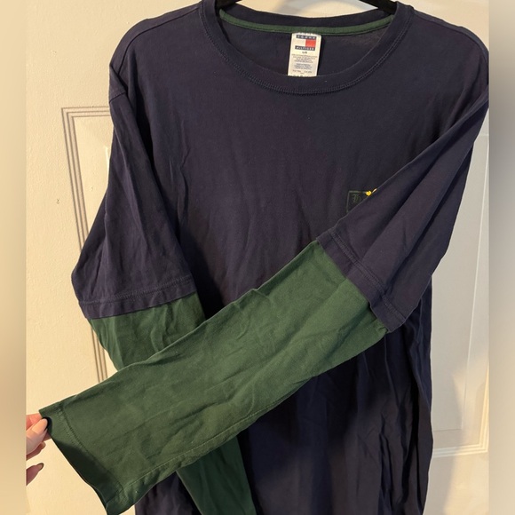 VTG 2004 Tommy Hilfiger Crest Men's Large Cotton Layered Look Long Sleeve Shirt - Picture 6 of 9